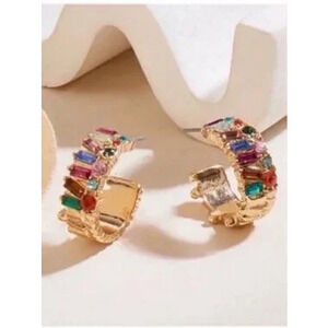 New! Mallorca Gold Multicolor Hoop Earrings (4005) NWOT